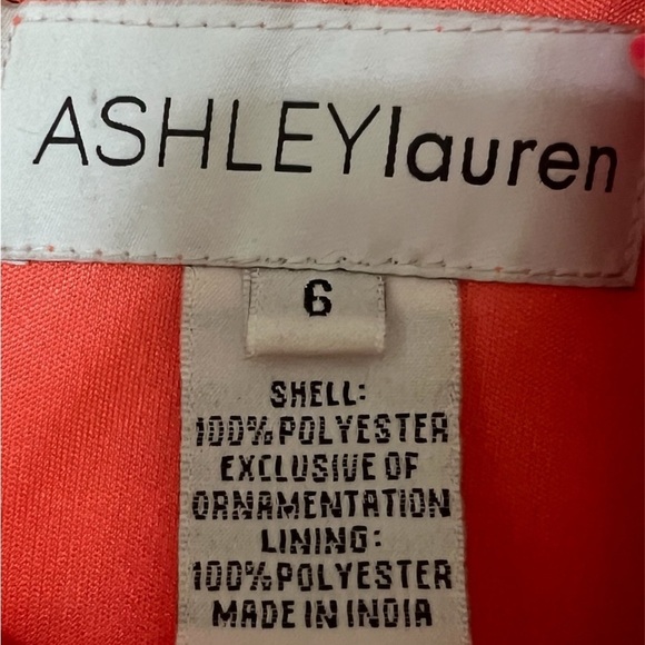 Fully Beaded Long Sleeve Cocktail Dress with Fringe Trim|Ashley Lauren|Size 6 - Picture 4 of 5